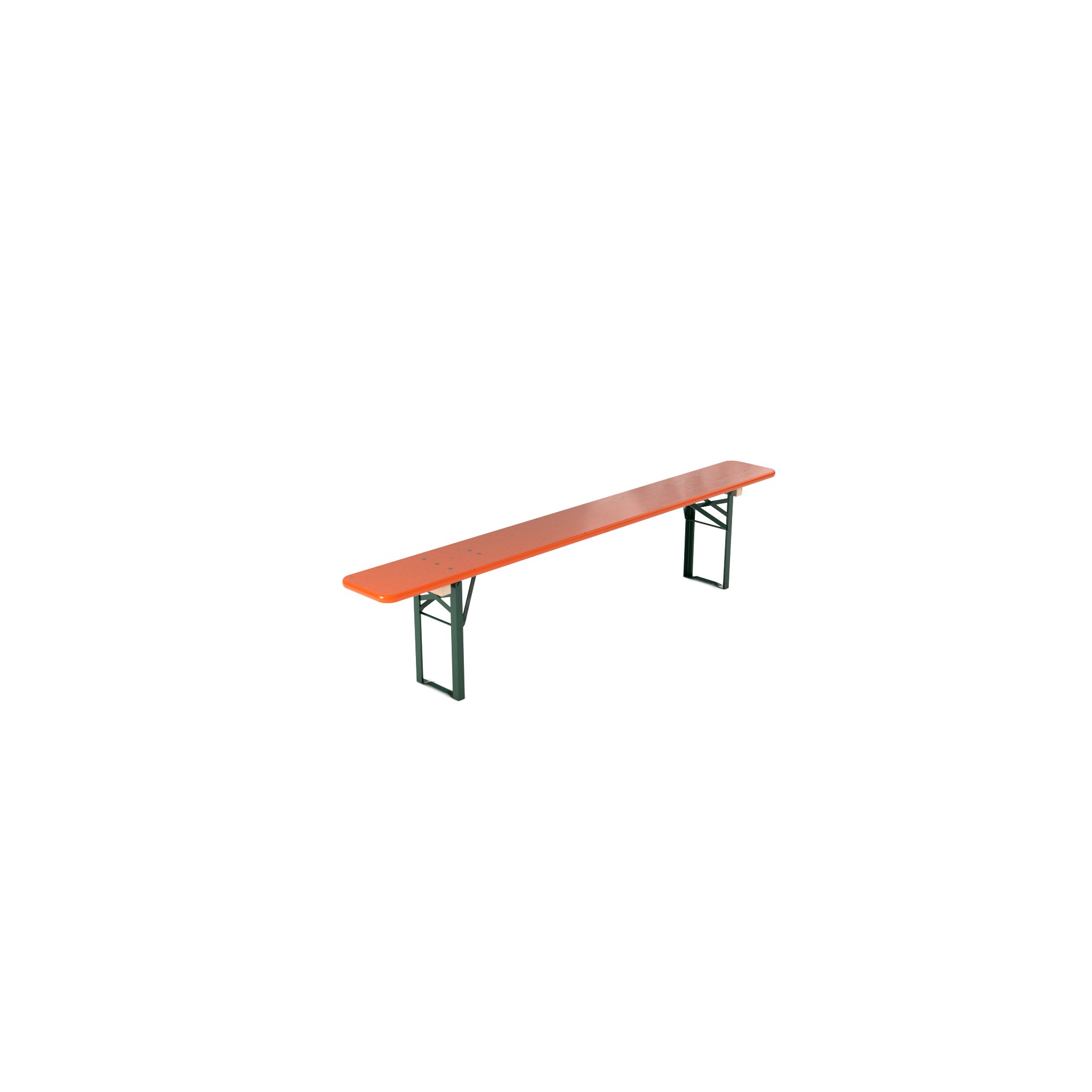 Bierbank Orange  (Rückenlehne: Ohne Lehne, Gestellfarbe: Grün, Holzfarbe: Orange, Bank: 220 × 27 cm)