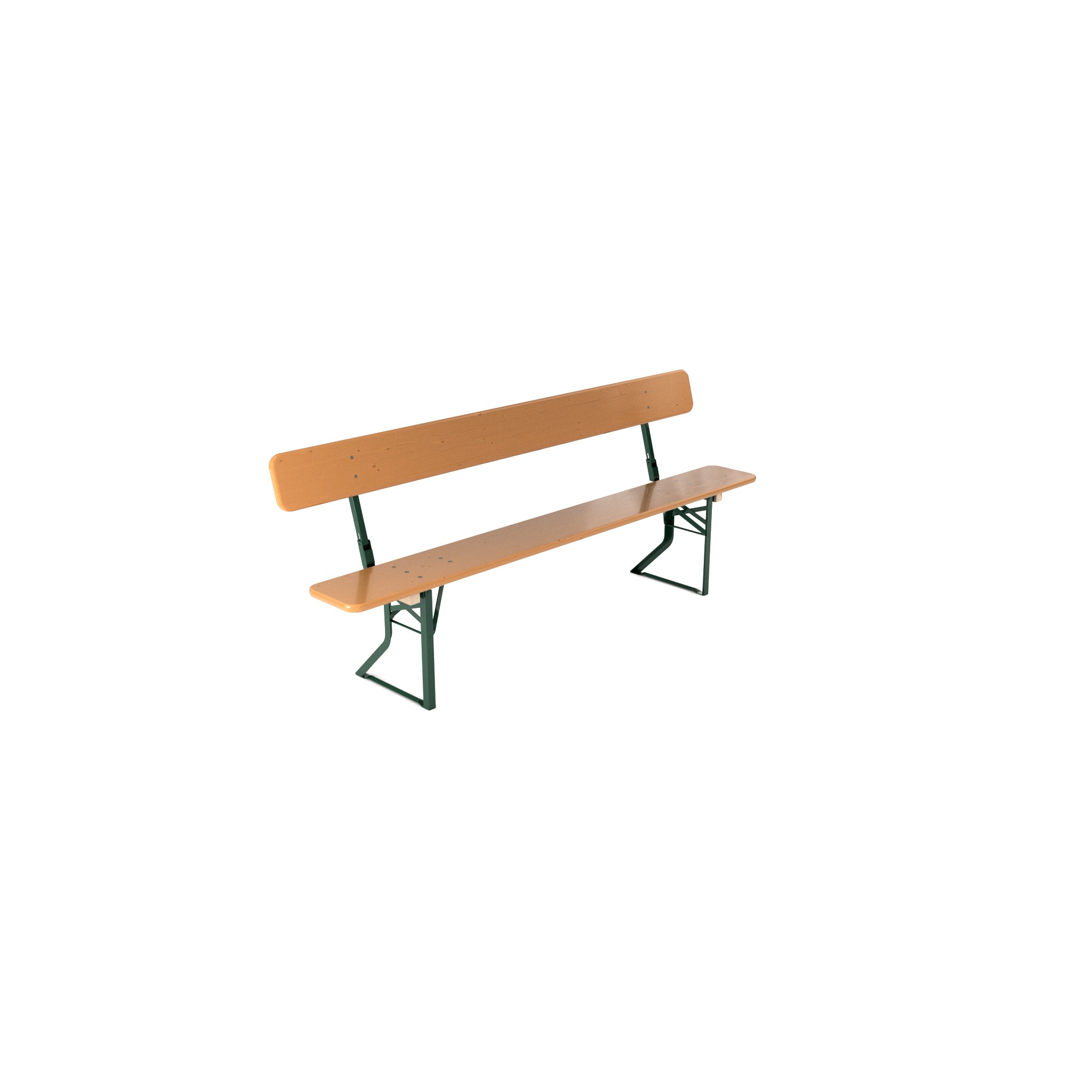 Bierbank Nussbraun mit Lehne  (Gestellfarbe: Grün, Holzfarbe: Nussbraun, Bank: 220 × 27 cm, Rückenlehne: Mit Lehne)