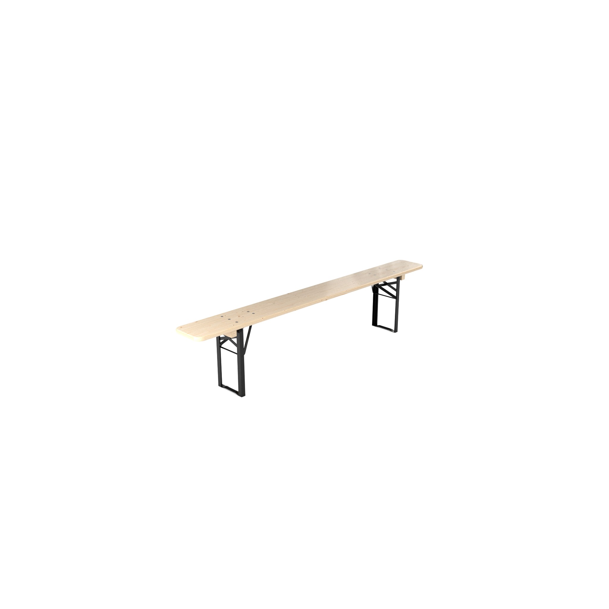 Bierbank Natur  (Bank: 220 × 25 cm, Rückenlehne: Ohne Lehne, Holzfarbe: Natur, Gestellfarbe: Schwarz)