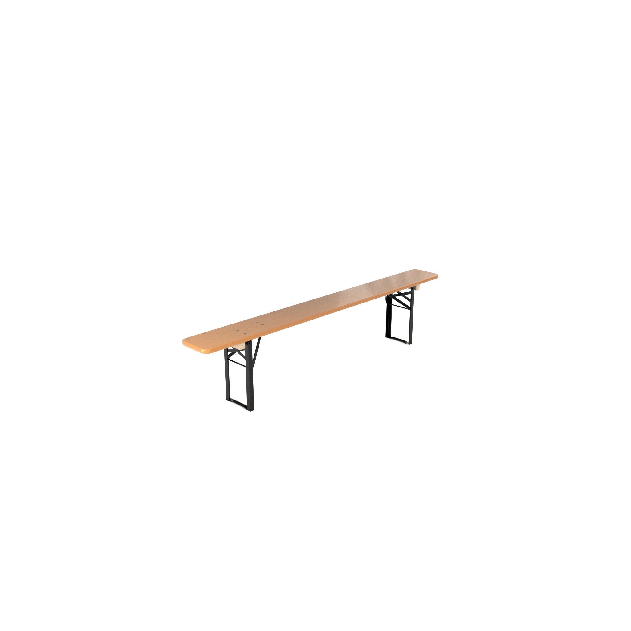 Bierbank Nussbraun  (Bank: 220 × 25 cm, Rückenlehne: Ohne Lehne, Holzfarbe: Nussbraun, Gestellfarbe: Schwarz)