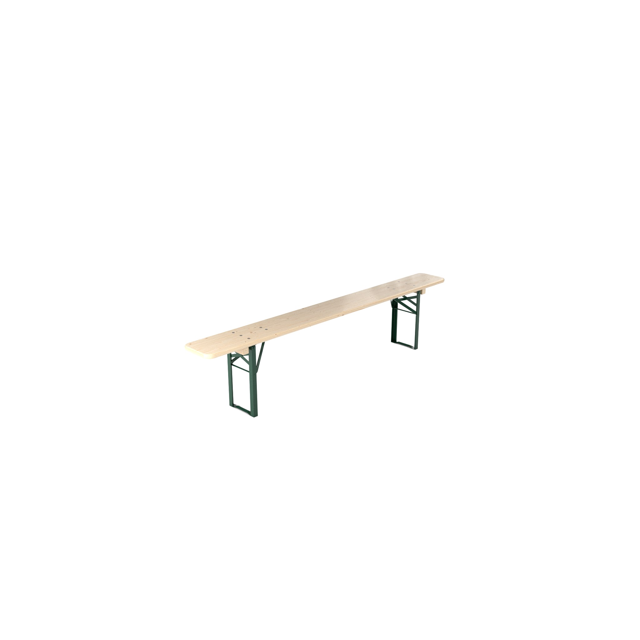 Bierbank Natur  (Bank: 220 × 25 cm, Rückenlehne: Ohne Lehne, Holzfarbe: Natur, Gestellfarbe: Grün)