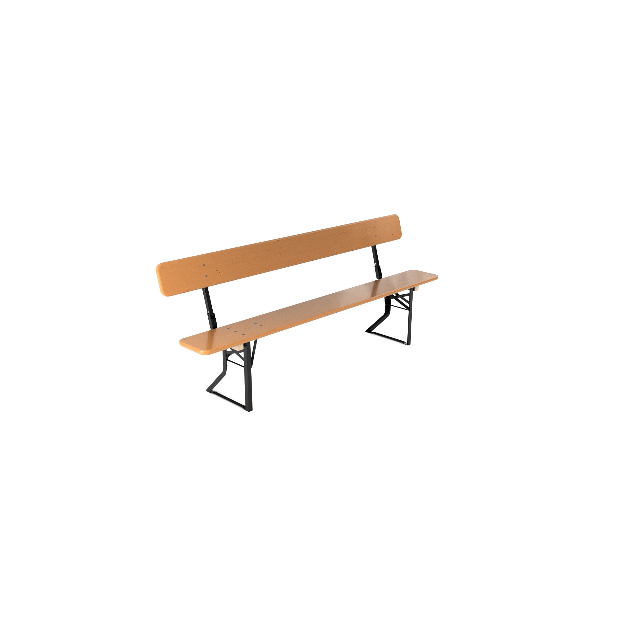 Bierbank Nussbraun mit Lehne  (Holzfarbe: Nussbraun, Gestellfarbe: Schwarz, Bank: 220 × 27 cm, Rückenlehne: Mit Lehne)