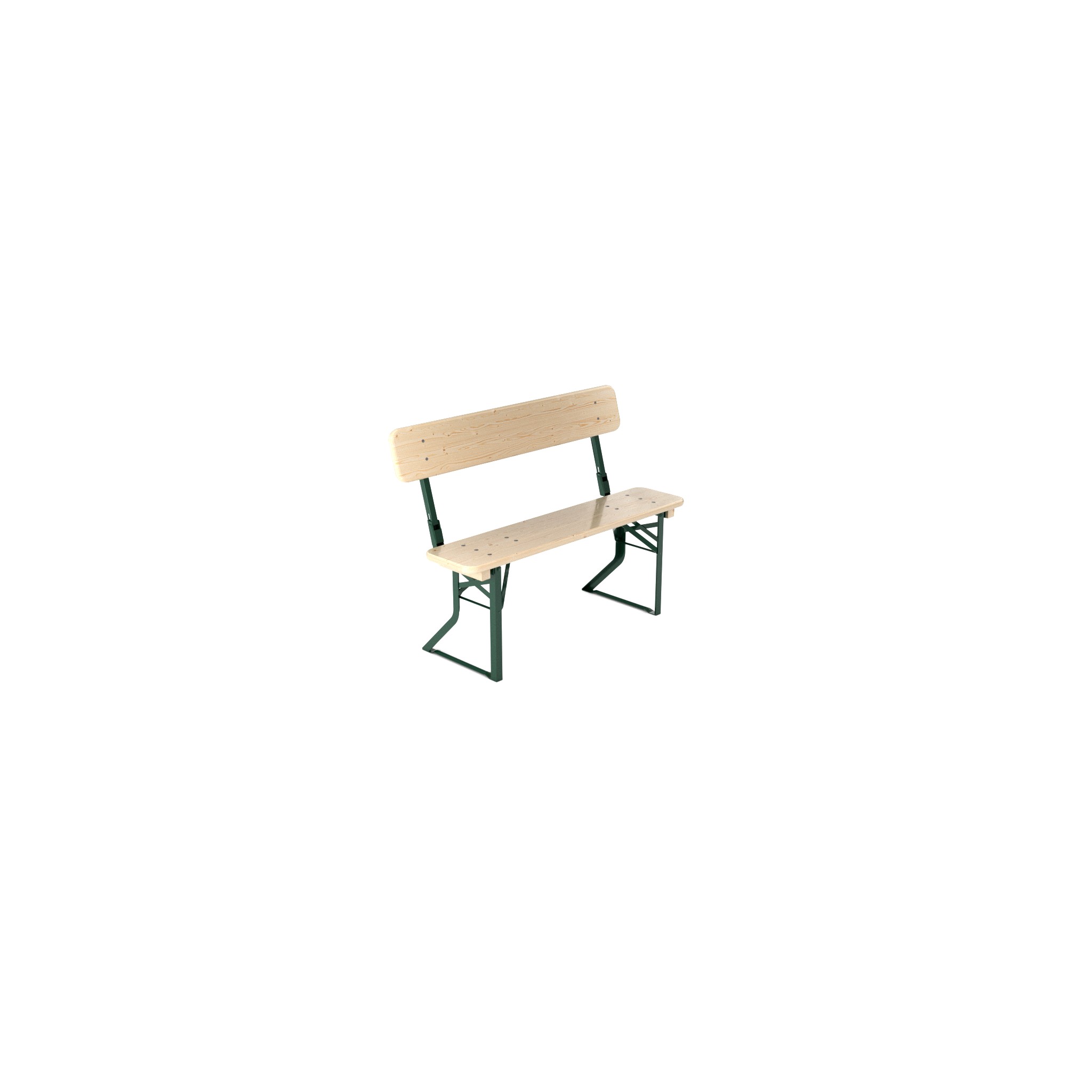 Bierbank Balkon Natur mit Lehne  (Bank: 120 × 27 cm, Holzfarbe: Natur, Gestellfarbe: Grün, Rückenlehne: Mit Lehne)