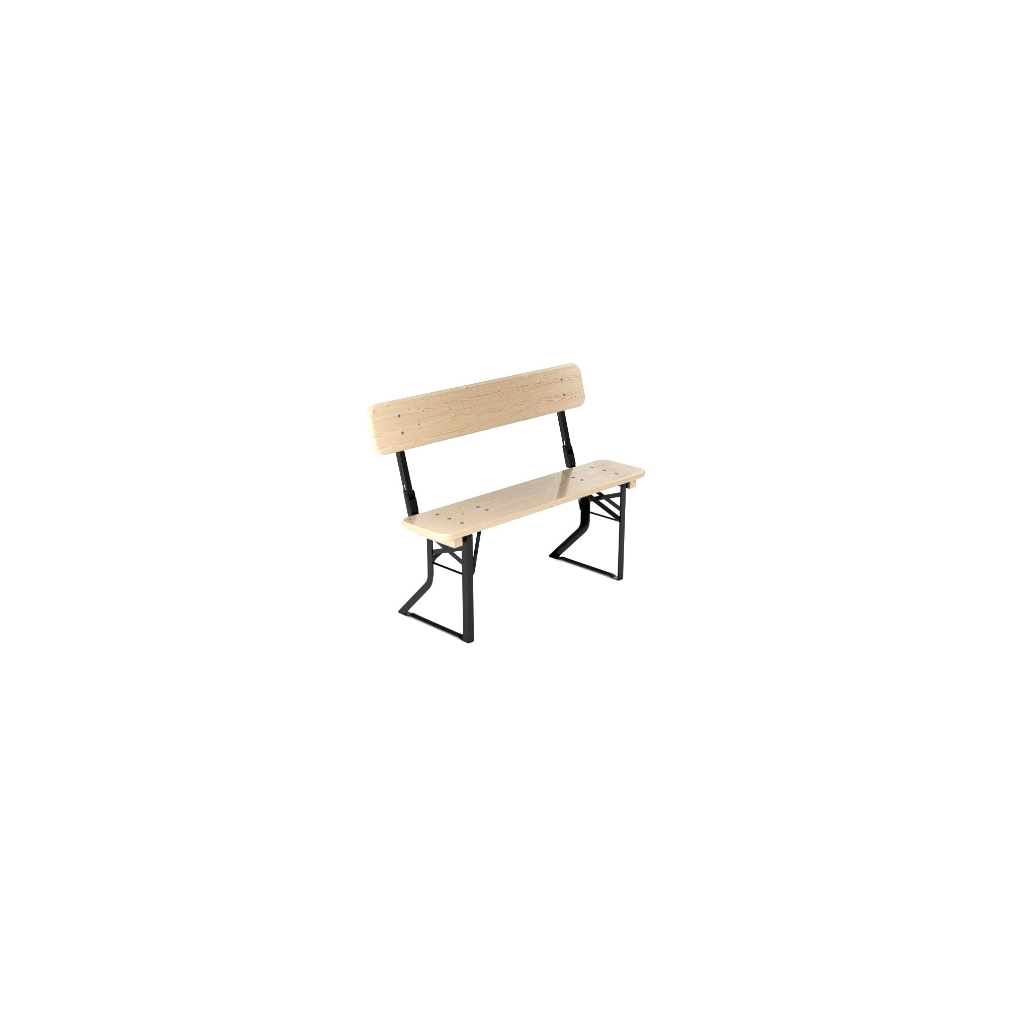 Bierbank Balkon Natur mit Lehne  (Bank: 120 × 27 cm, Holzfarbe: Natur, Gestellfarbe: Schwarz, Rückenlehne: Mit Lehne)
